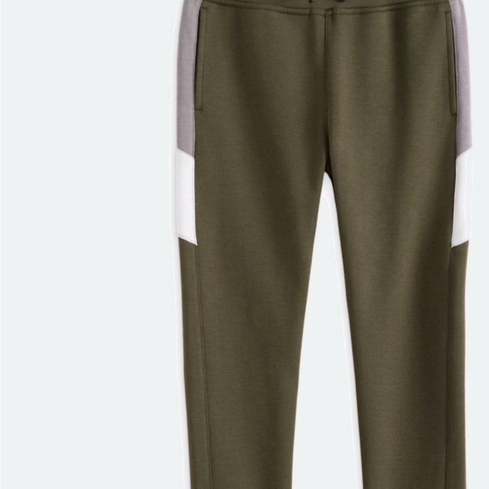 Algo Olive Green Joggers with White and Gray Accents